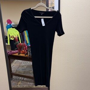 Banana Republic Black Ribbed Midi Dress